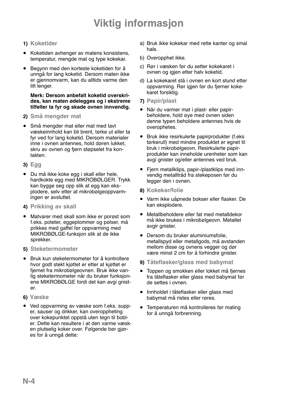 Viktig informasjon | Panasonic NNGD369MEPG User Manual | Page 206 / 303