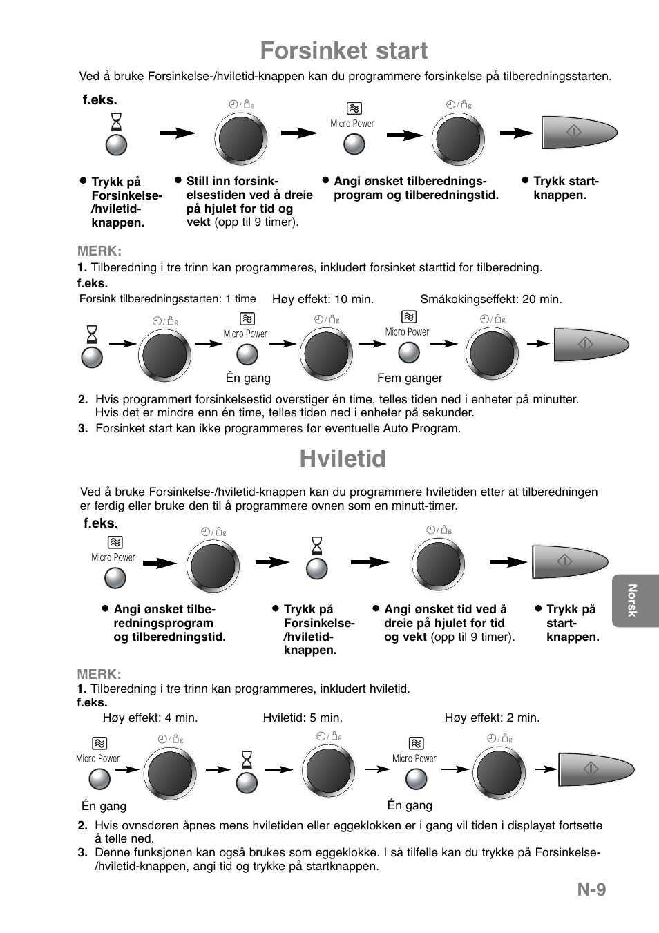 Forsinket start, Hviletid | Panasonic NNGD369MEPG User Manual | Page 211 / 303