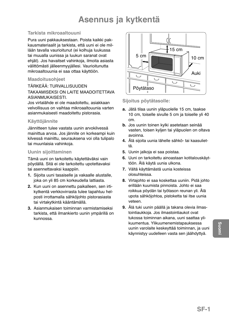 Asennus ja kytkentä, Sf-1 | Panasonic NNGD369MEPG User Manual | Page 223 / 303