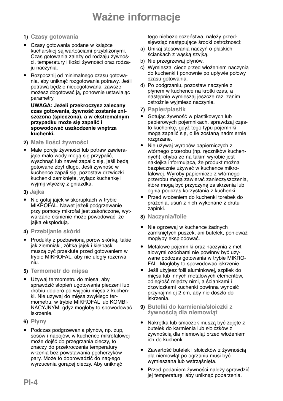 Ważne informacje, Pl-4 | Panasonic NNGD369MEPG User Manual | Page 246 / 303