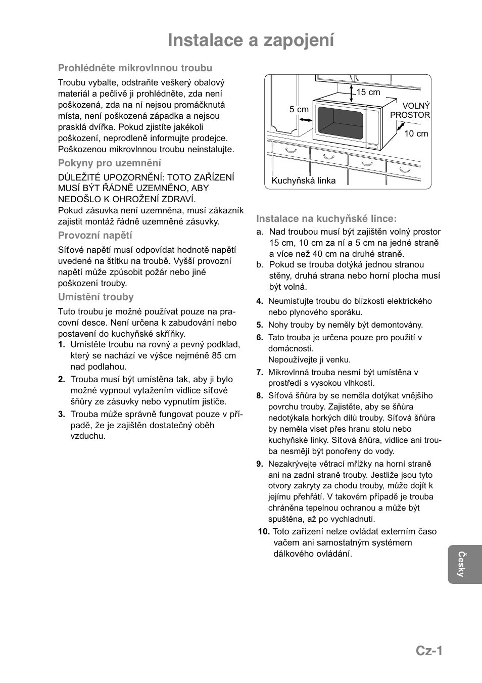 Instalace a zapojení, Cz-1 | Panasonic NNGD369MEPG User Manual | Page 263 / 303