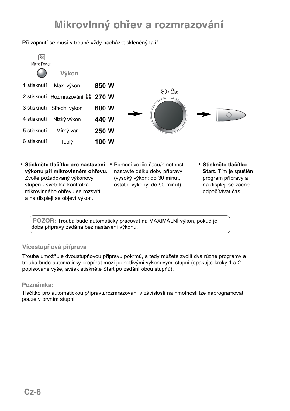 Mikrovlnný ohřev a rozmrazování, Cz-8 | Panasonic NNGD369MEPG User Manual | Page 270 / 303