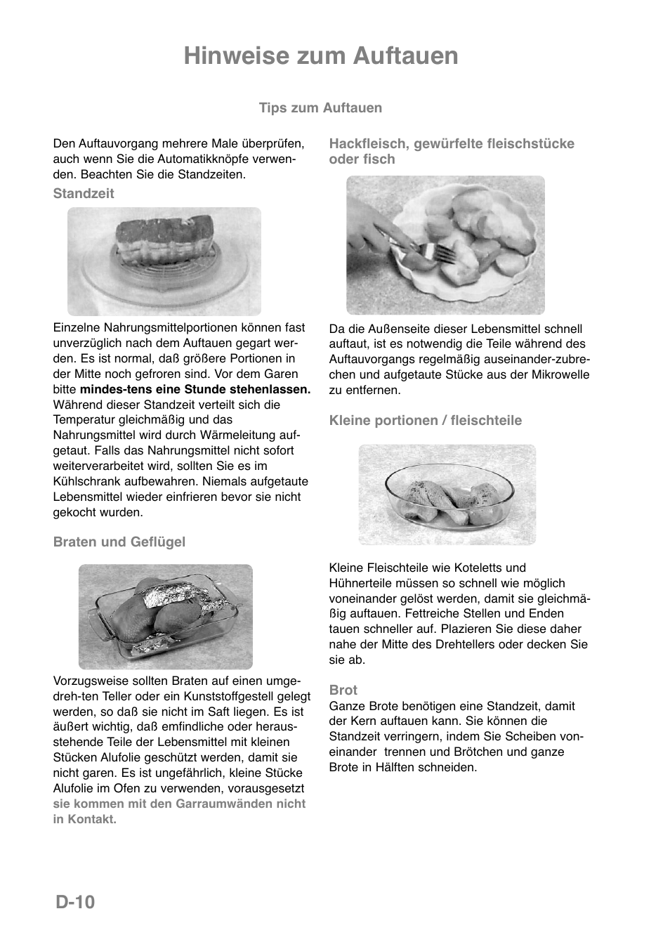 Hinweise zum auftauen, D-10 | Panasonic NNGD369MEPG User Manual | Page 32 / 303