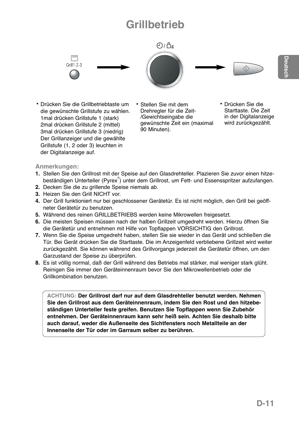 Grillbetrieb, D-11 | Panasonic NNGD369MEPG User Manual | Page 33 / 303