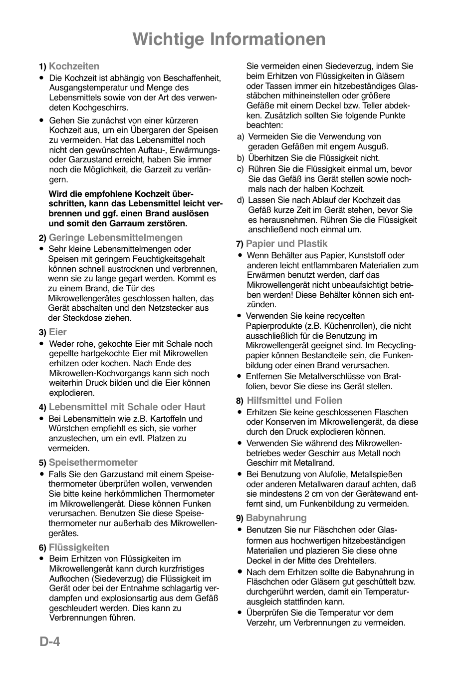 Wichtige informationen | Panasonic NNGD369MEPG User Manual | Page 46 / 303