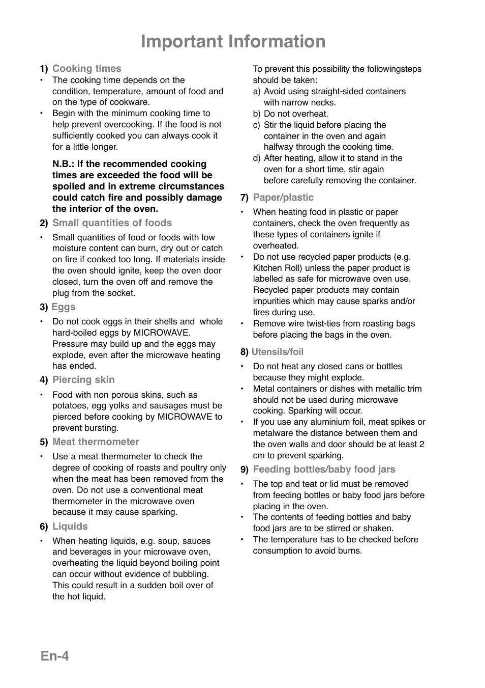 Important information, En-4 | Panasonic NNGD369MEPG User Manual | Page 6 / 303