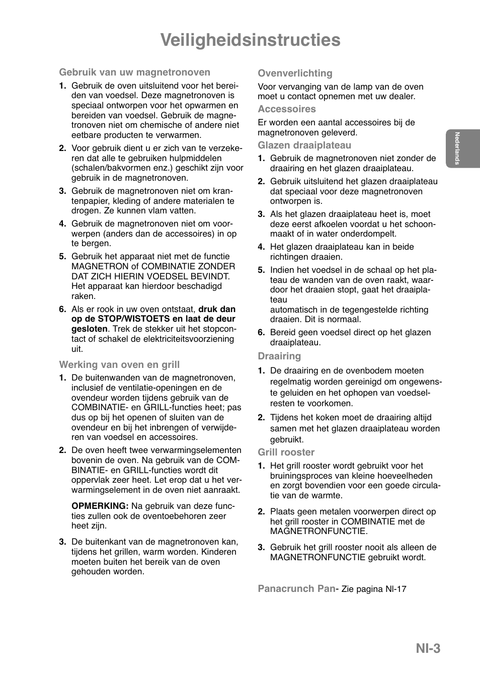 Veiligheidsinstructies, Ni-3 | Panasonic NNGD369MEPG User Manual | Page 65 / 303