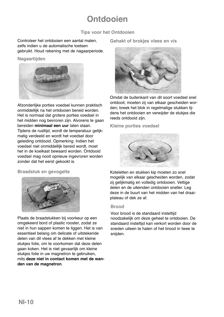 Ontdooien, Ni-10 | Panasonic NNGD369MEPG User Manual | Page 72 / 303