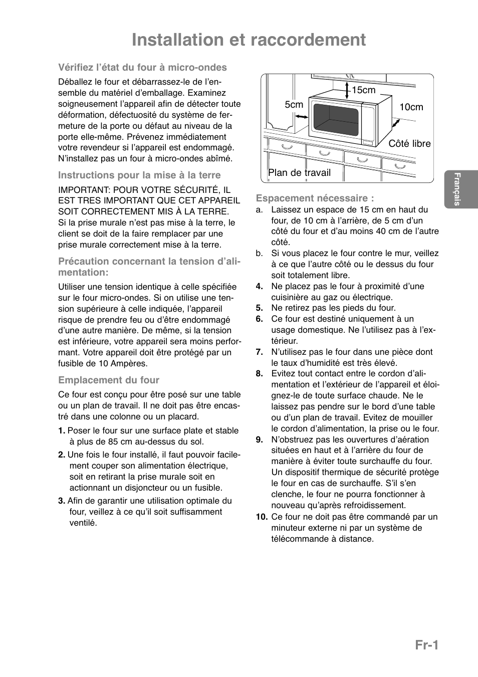 Installation et raccordement, Fr-1 | Panasonic NNGD369MEPG User Manual | Page 83 / 303