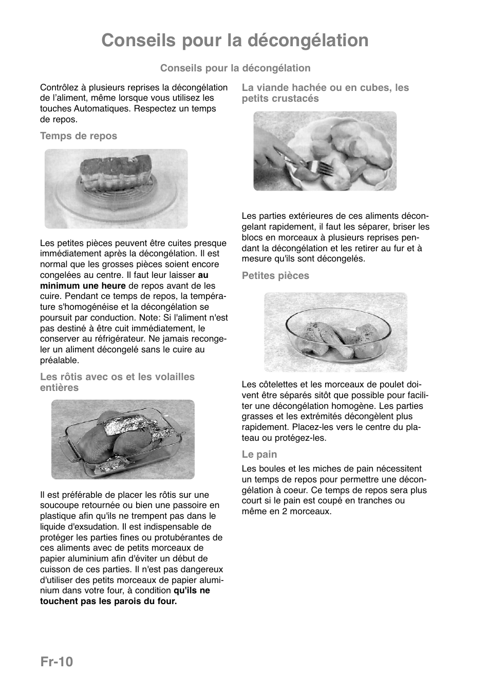 Conseils pour la décongélation, Fr-10 | Panasonic NNGD369MEPG User Manual | Page 92 / 303