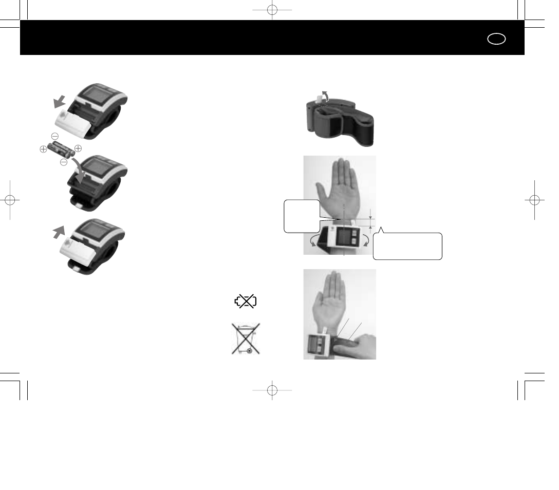 Fitting the pressure cuff, Inserting/replacing batteries | Panasonic EW3004E2 User Manual | Page 16 / 78