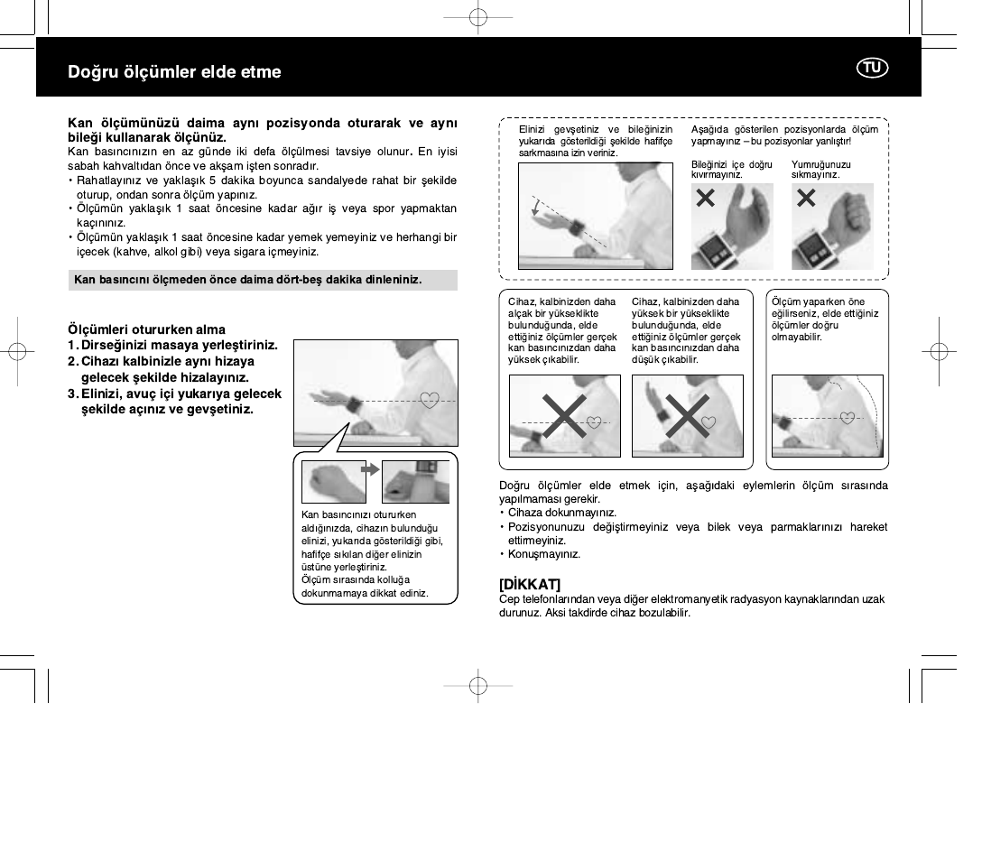 Doûru lmler elde etme, Dükkat | Panasonic EW3004E2 User Manual | Page 61 / 78