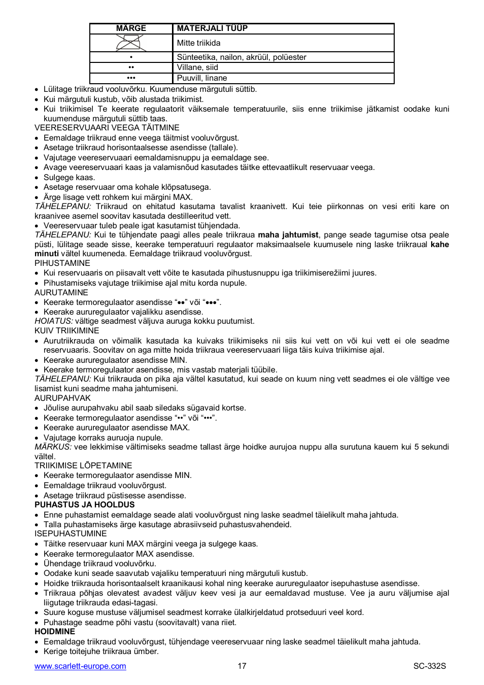 Scarlett SC-332S User Manual | Page 17 / 27