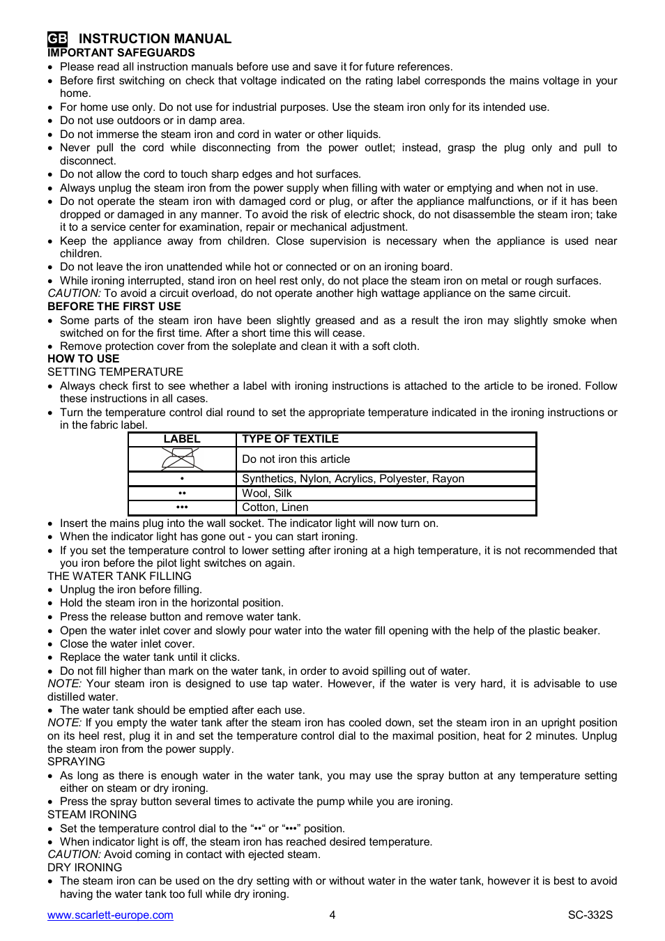 Scarlett SC-332S User Manual | Page 4 / 27