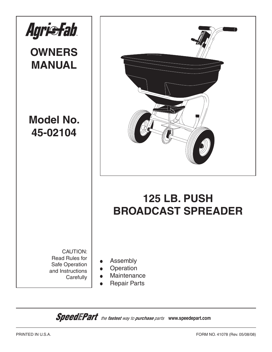 Agri-Fab 45-02104 User Manual | 12 pages