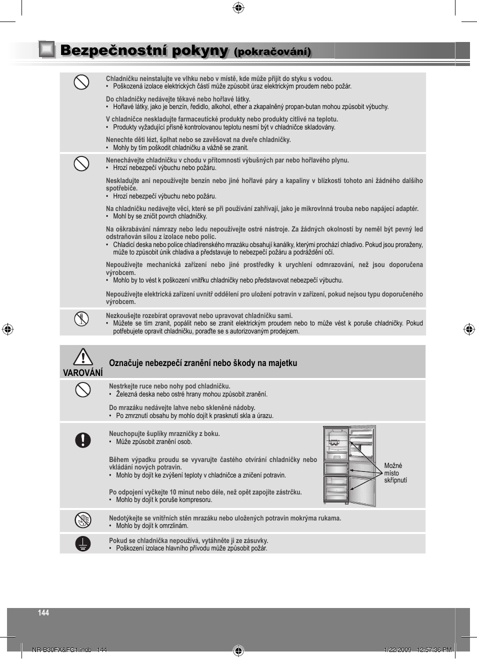 Bezpečnostní pokyny, Pokračování) | Panasonic NRB30FG1 User Manual | Page 144 / 156