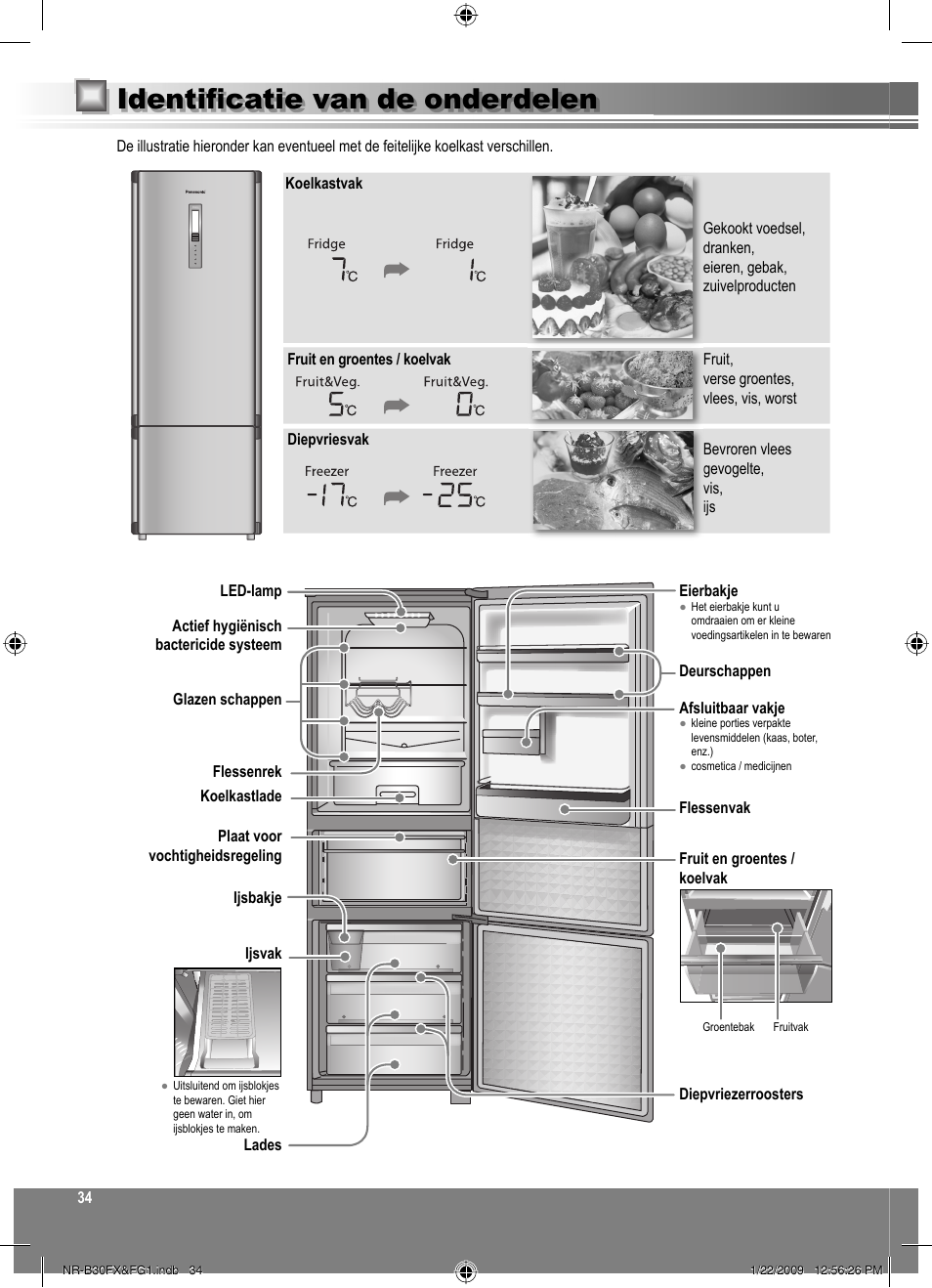 Identificatie van de onderdelen | Panasonic NRB30FG1 User Manual | Page 34 / 156