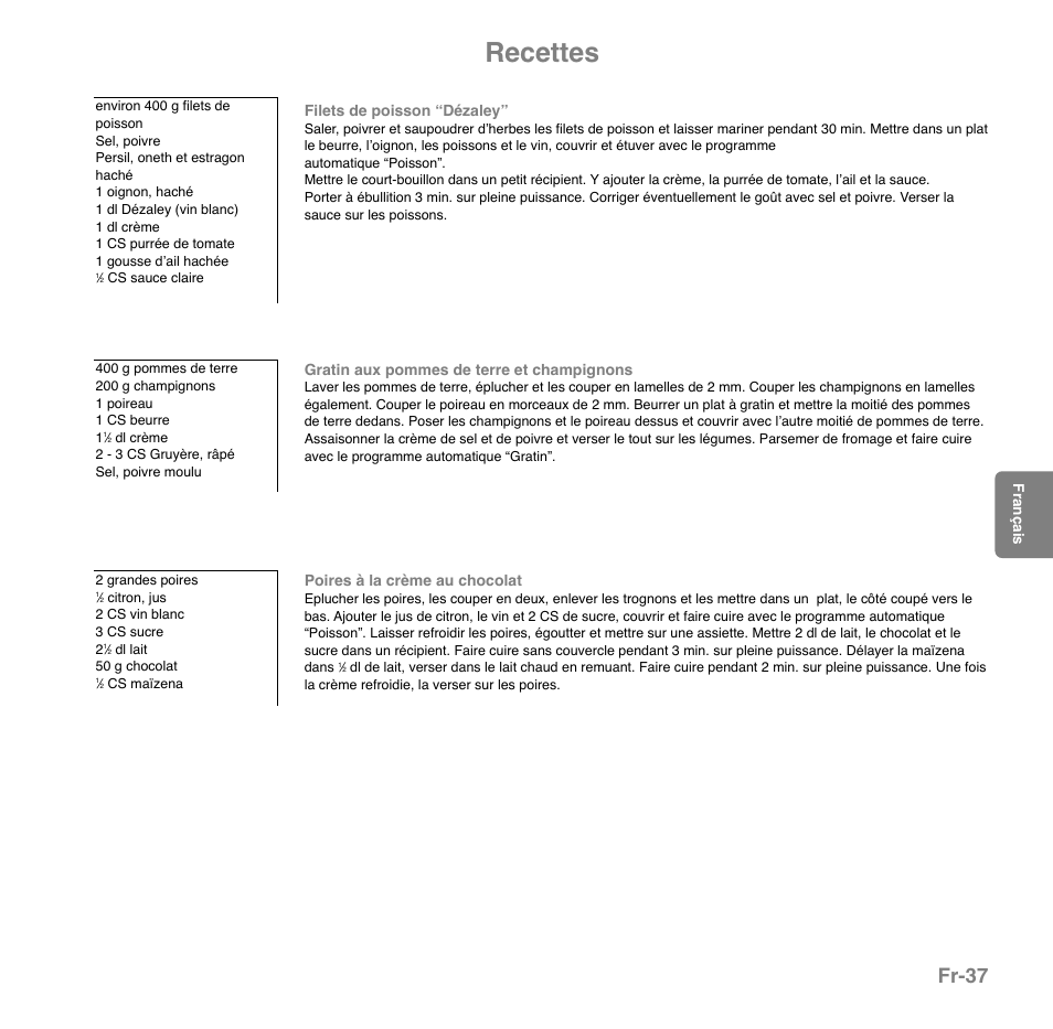 Recettes, Fr-37 | Panasonic NNGD559WSPG User Manual | Page 116 / 137