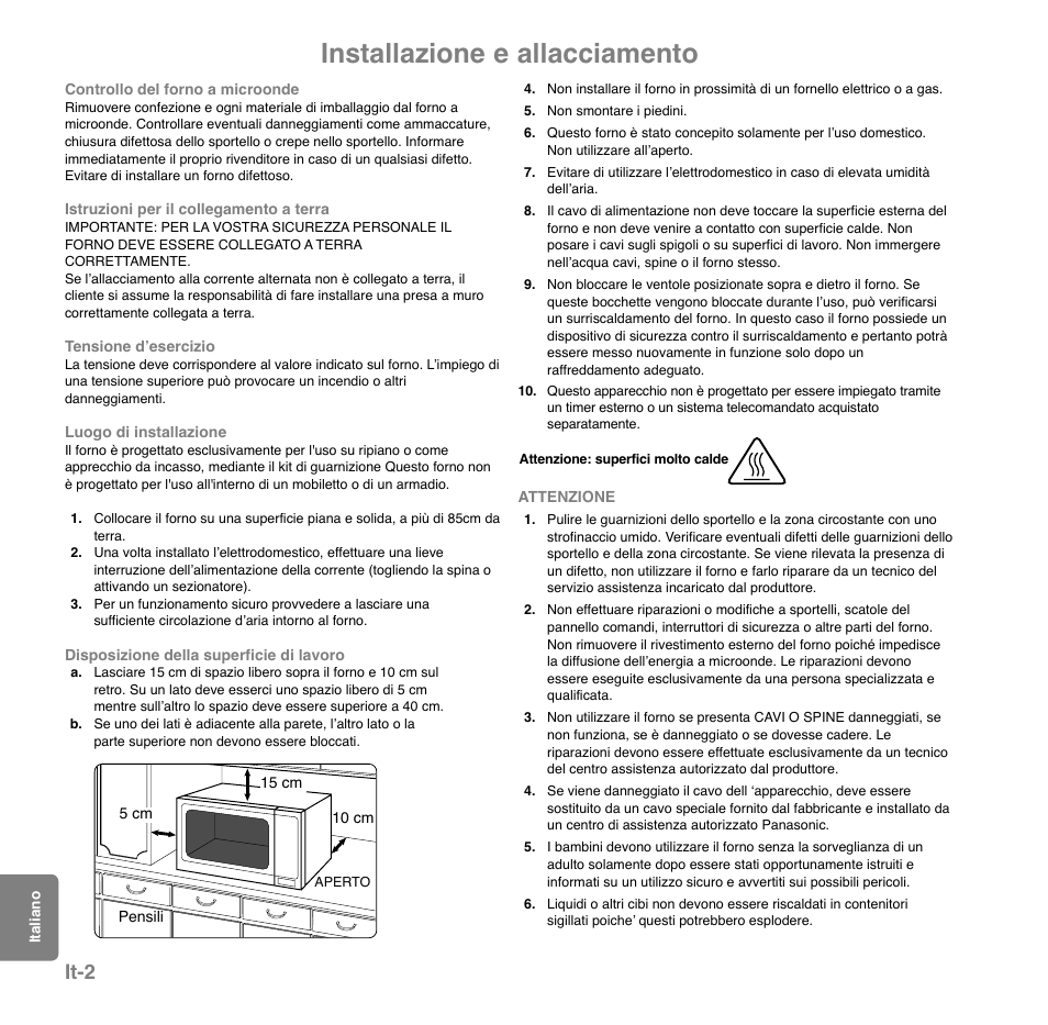 Installazione e allacciamento, It-2 | Panasonic NNGD559WSPG User Manual | Page 120 / 137