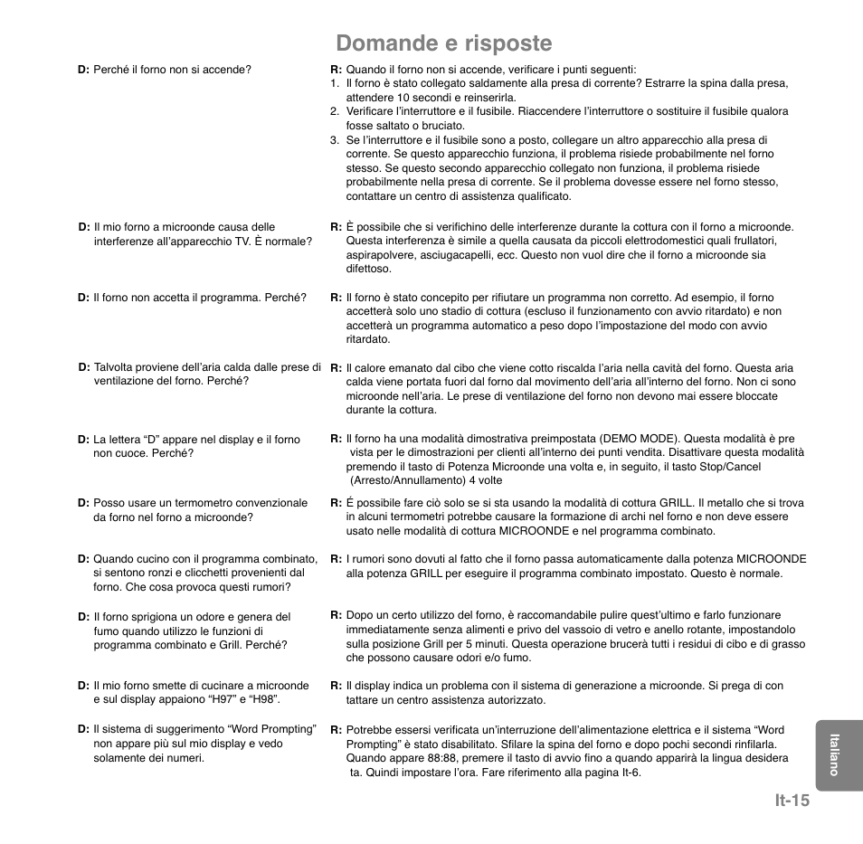 Domande e risposte, It-15 | Panasonic NNGD559WSPG User Manual | Page 133 / 137