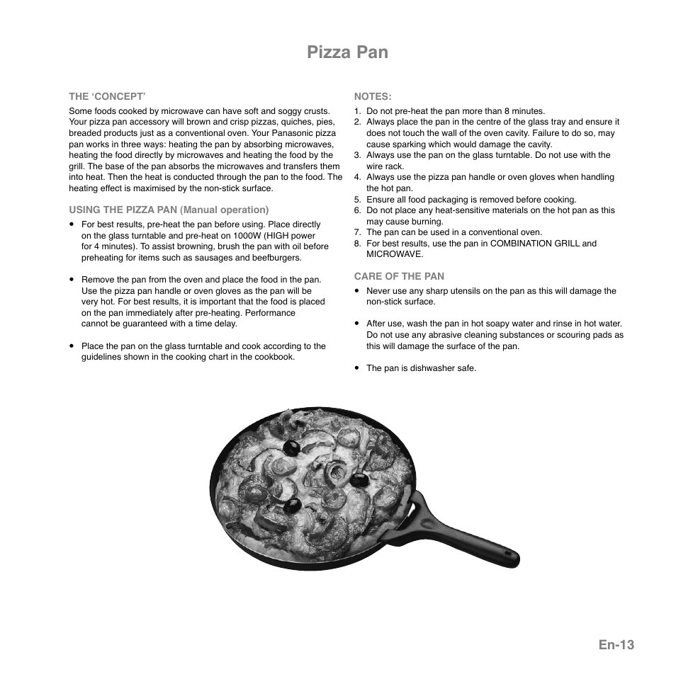 Pizza pan, En-13 | Panasonic NNGD559WSPG User Manual | Page 14 / 137