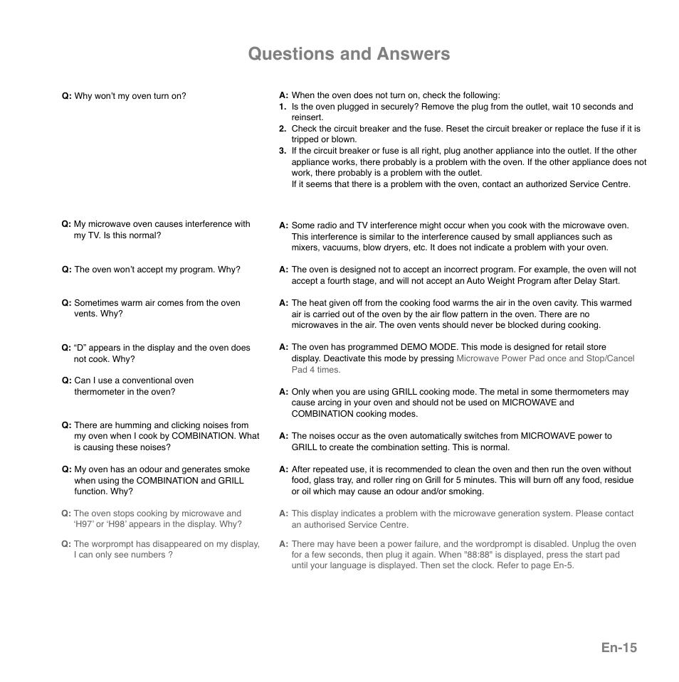 Questions and answers, En-15 | Panasonic NNGD559WSPG User Manual | Page 16 / 137
