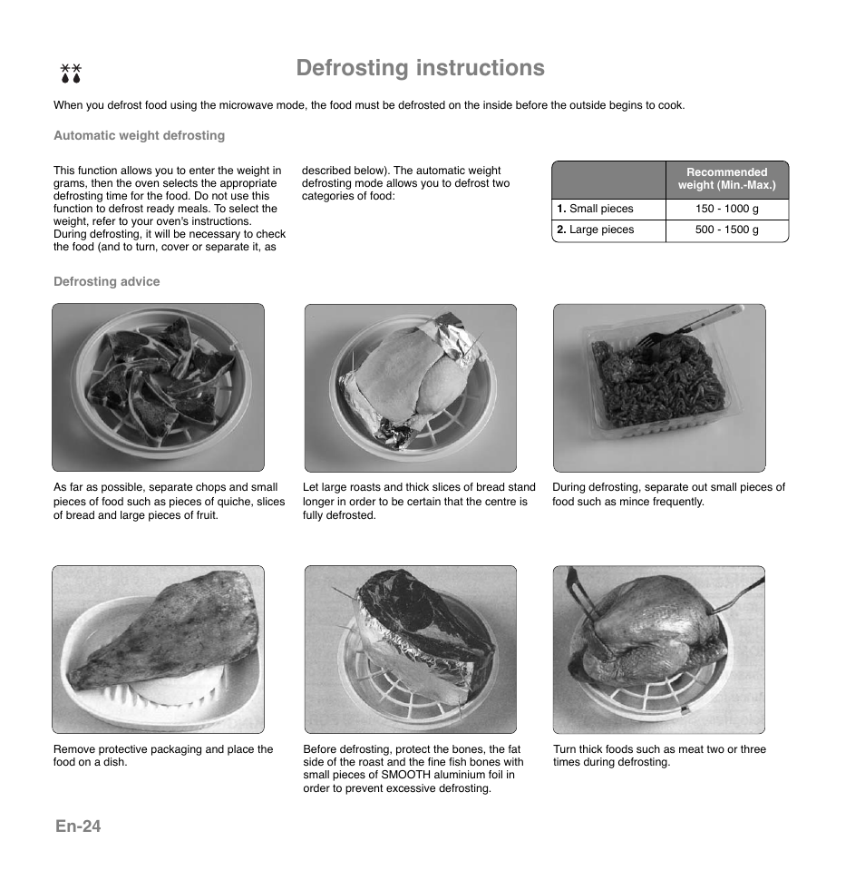 Defrosting instructions, En-24 | Panasonic NNGD559WSPG User Manual | Page 25 / 137