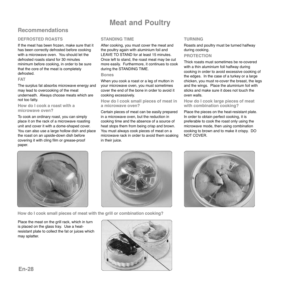Meat and poultry, En-28, Recommendations | Panasonic NNGD559WSPG User Manual | Page 29 / 137