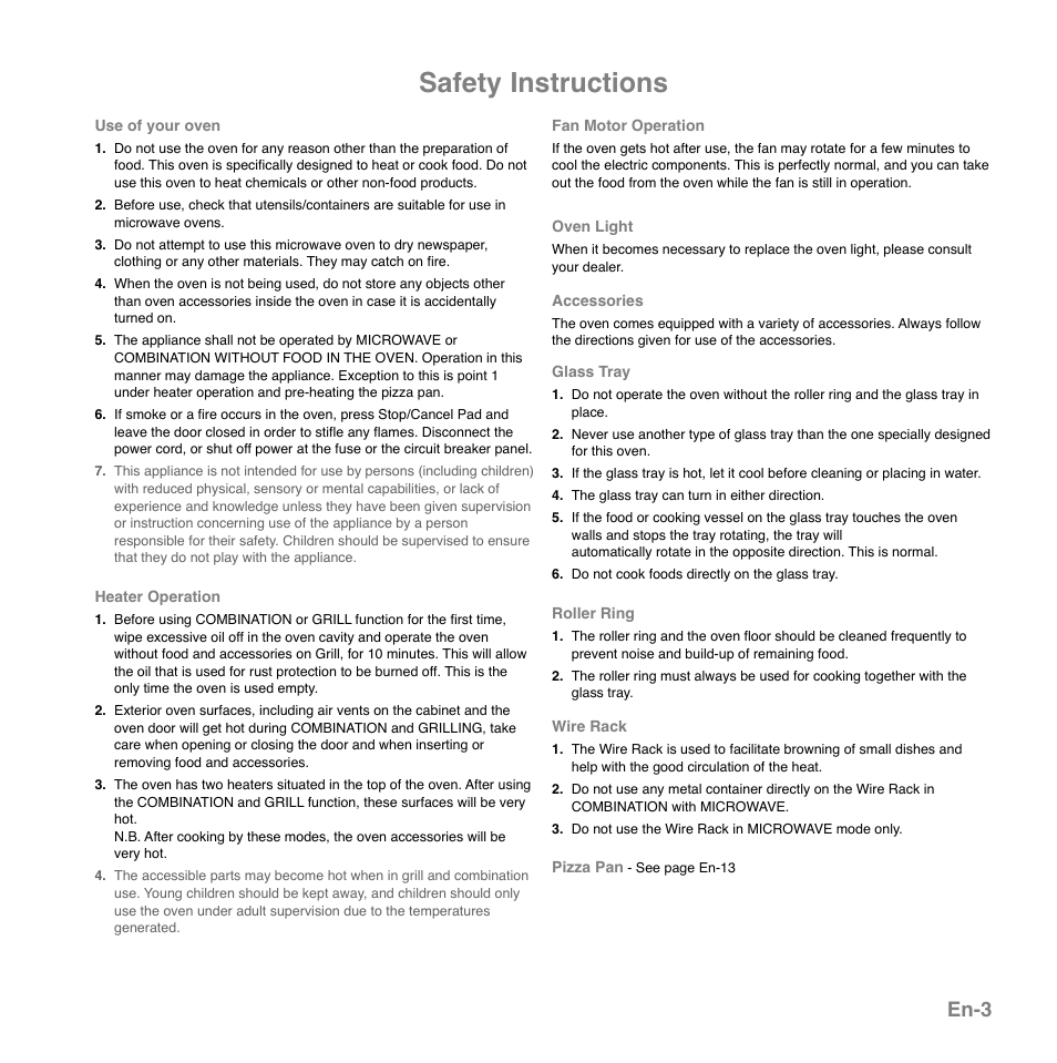 Safety instructions, En-3 | Panasonic NNGD559WSPG User Manual | Page 4 / 137
