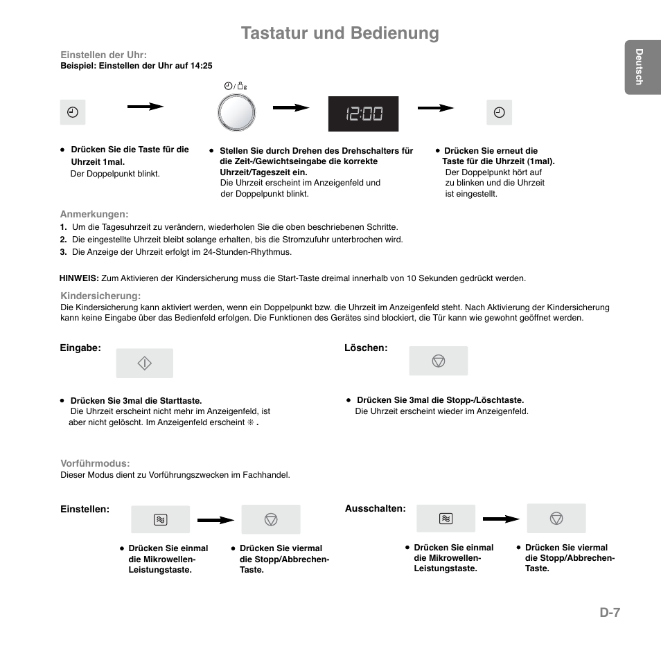 Tastatur und bedienung | Panasonic NNGD559WSPG User Manual | Page 47 / 137