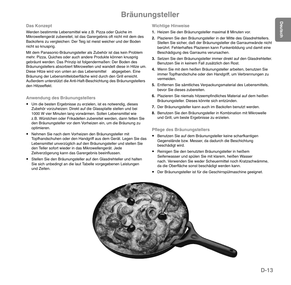 Bräunungsteller, D-13 | Panasonic NNGD559WSPG User Manual | Page 53 / 137