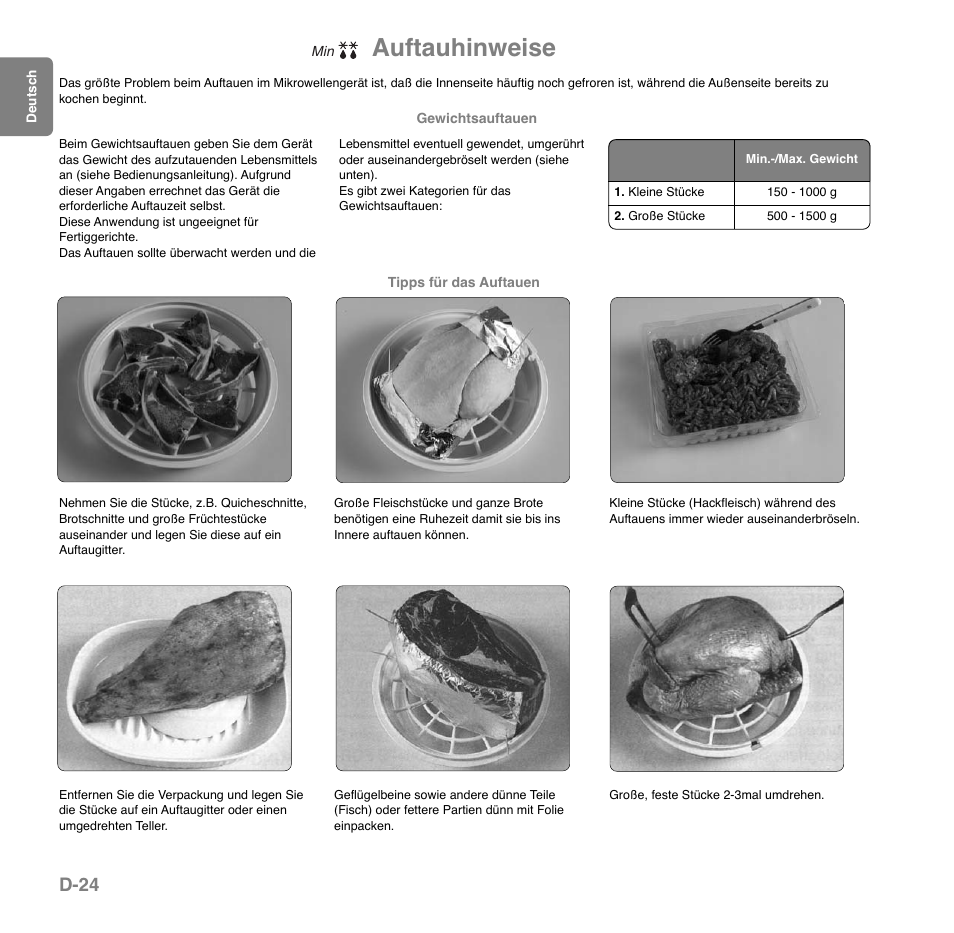 Auftauhinweise, D-24 | Panasonic NNGD559WSPG User Manual | Page 64 / 137