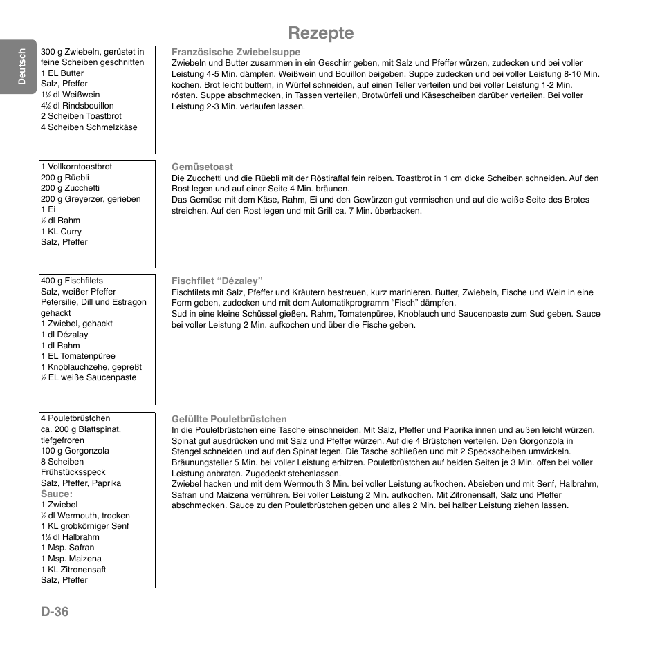 Rezepte, D-36 | Panasonic NNGD559WSPG User Manual | Page 76 / 137