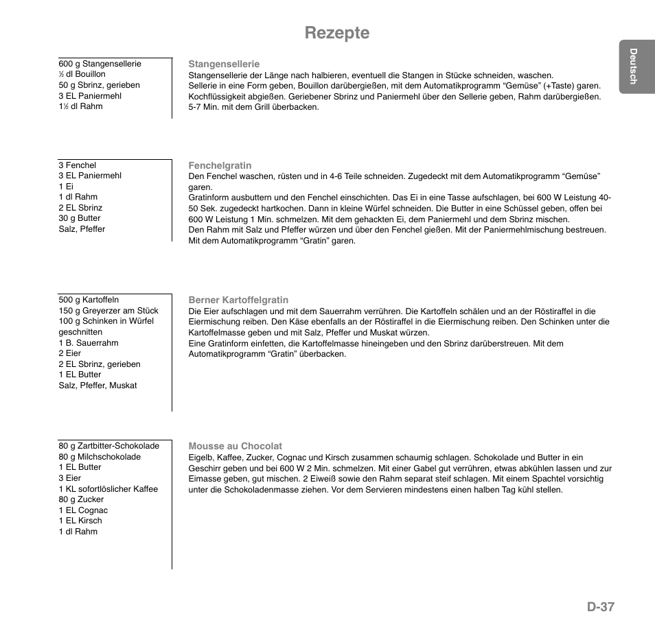 Rezepte, D-37 | Panasonic NNGD559WSPG User Manual | Page 77 / 137