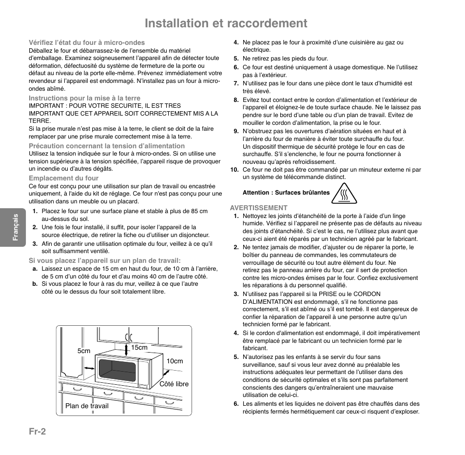 Installation et raccordement, Fr-2 | Panasonic NNGD559WSPG User Manual | Page 81 / 137