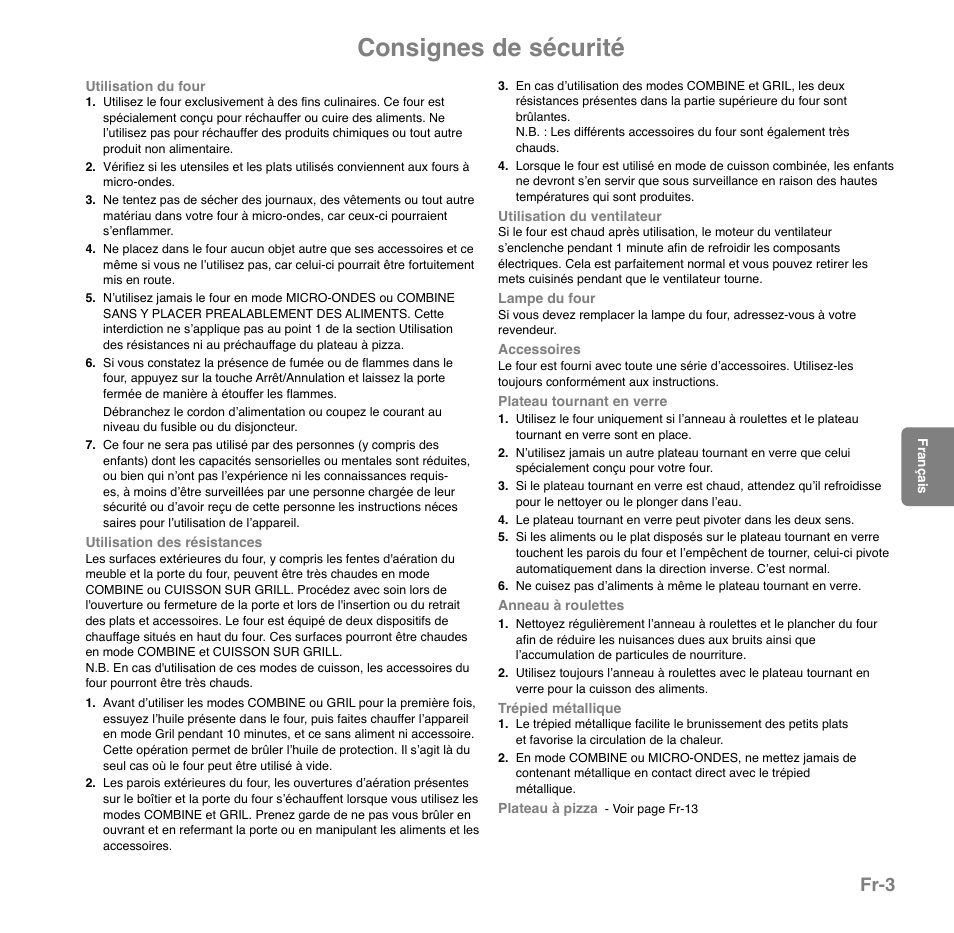 Consignes de sécurité, Fr-3 | Panasonic NNGD559WSPG User Manual | Page 82 / 137