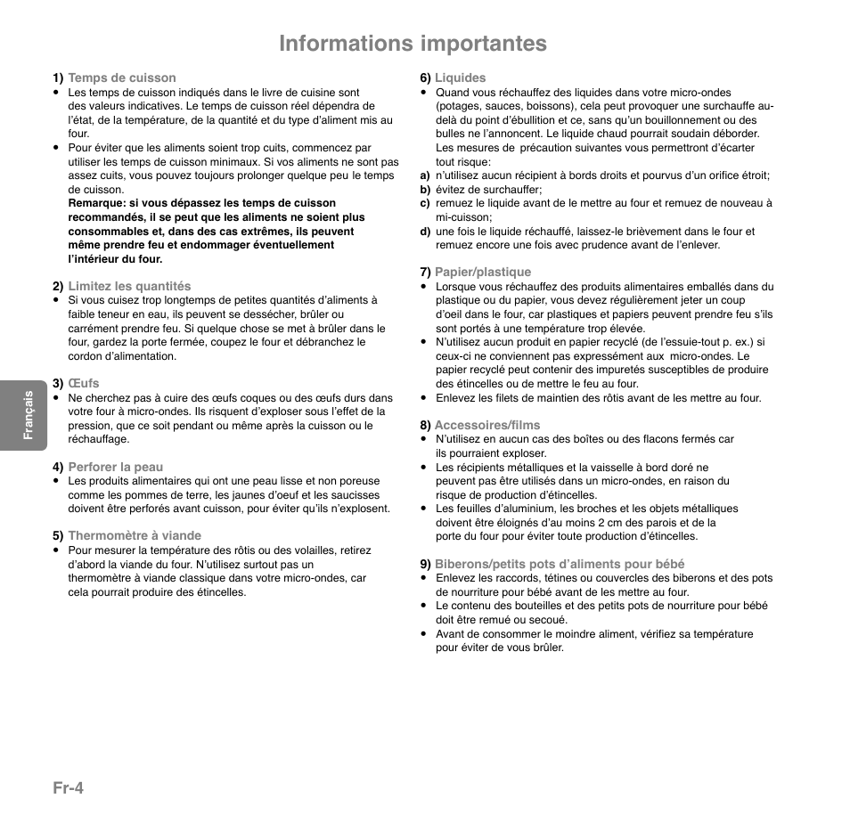 Informations importantes, Fr-4 | Panasonic NNGD559WSPG User Manual | Page 83 / 137