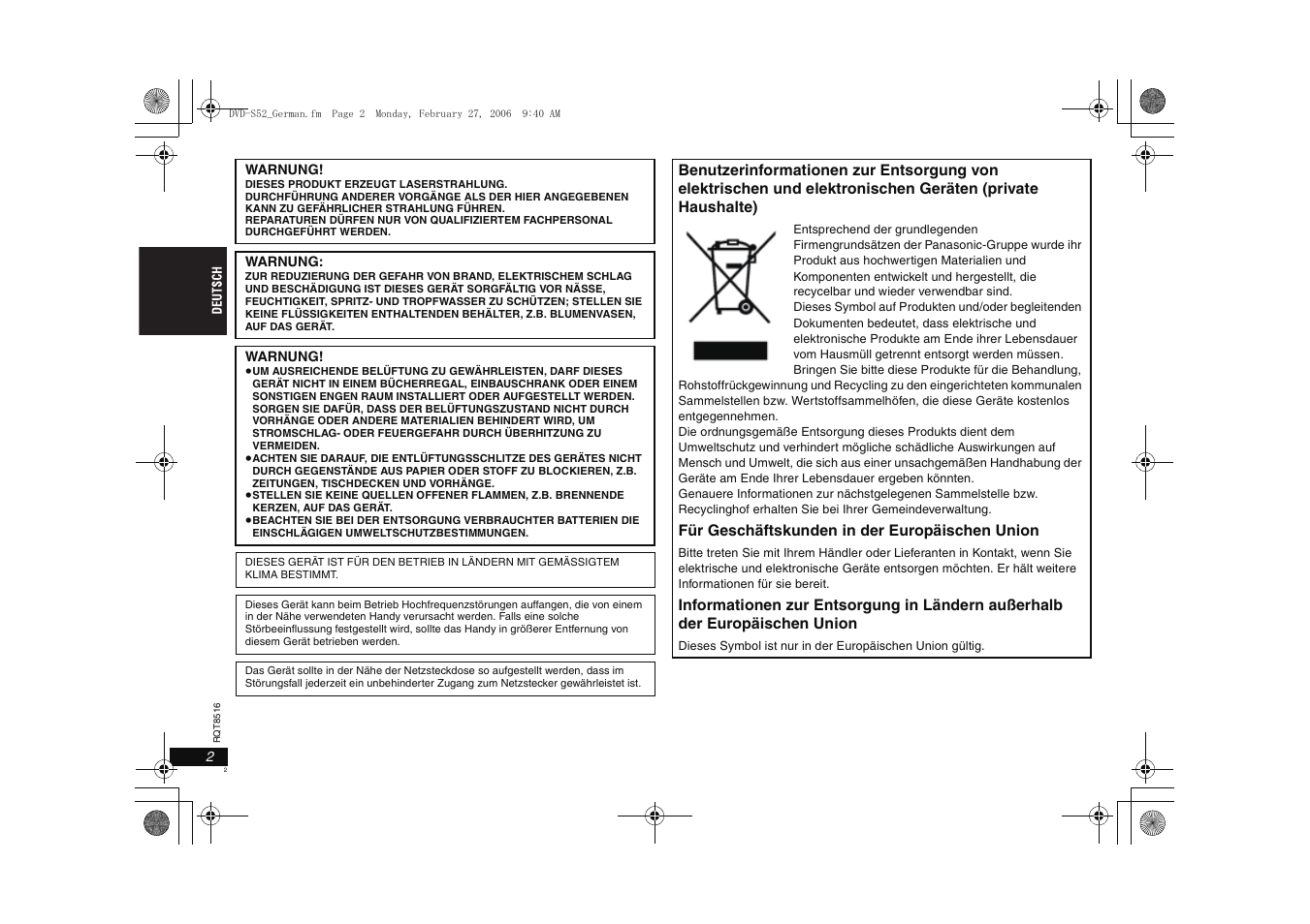 Panasonic DVDS52 User Manual | Page 2 / 80