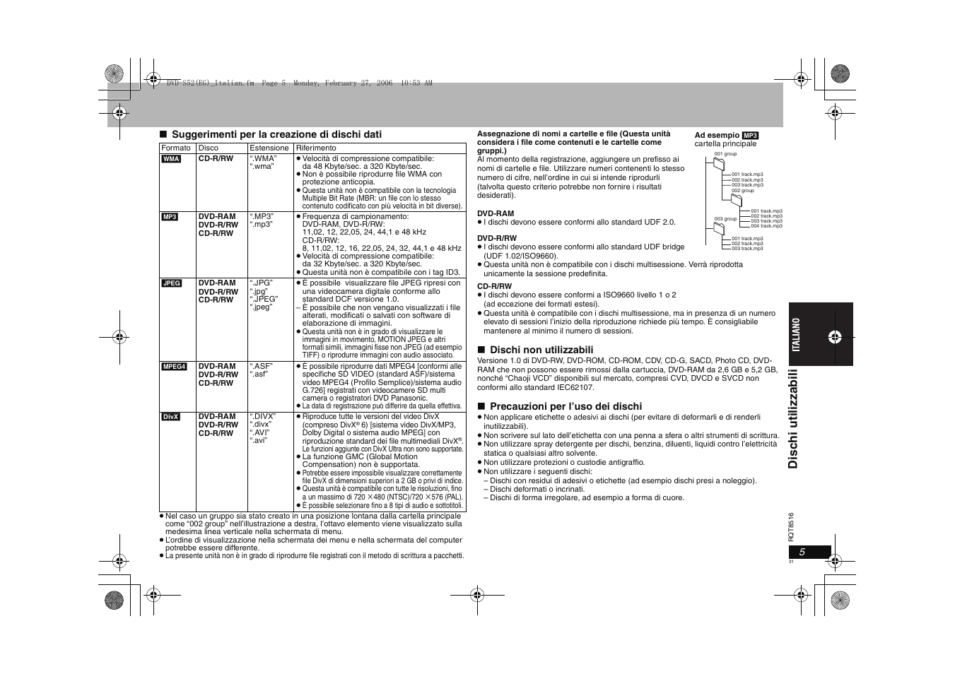 Di sc hi uti li zza bil i | Panasonic DVDS52 User Manual | Page 31 / 80