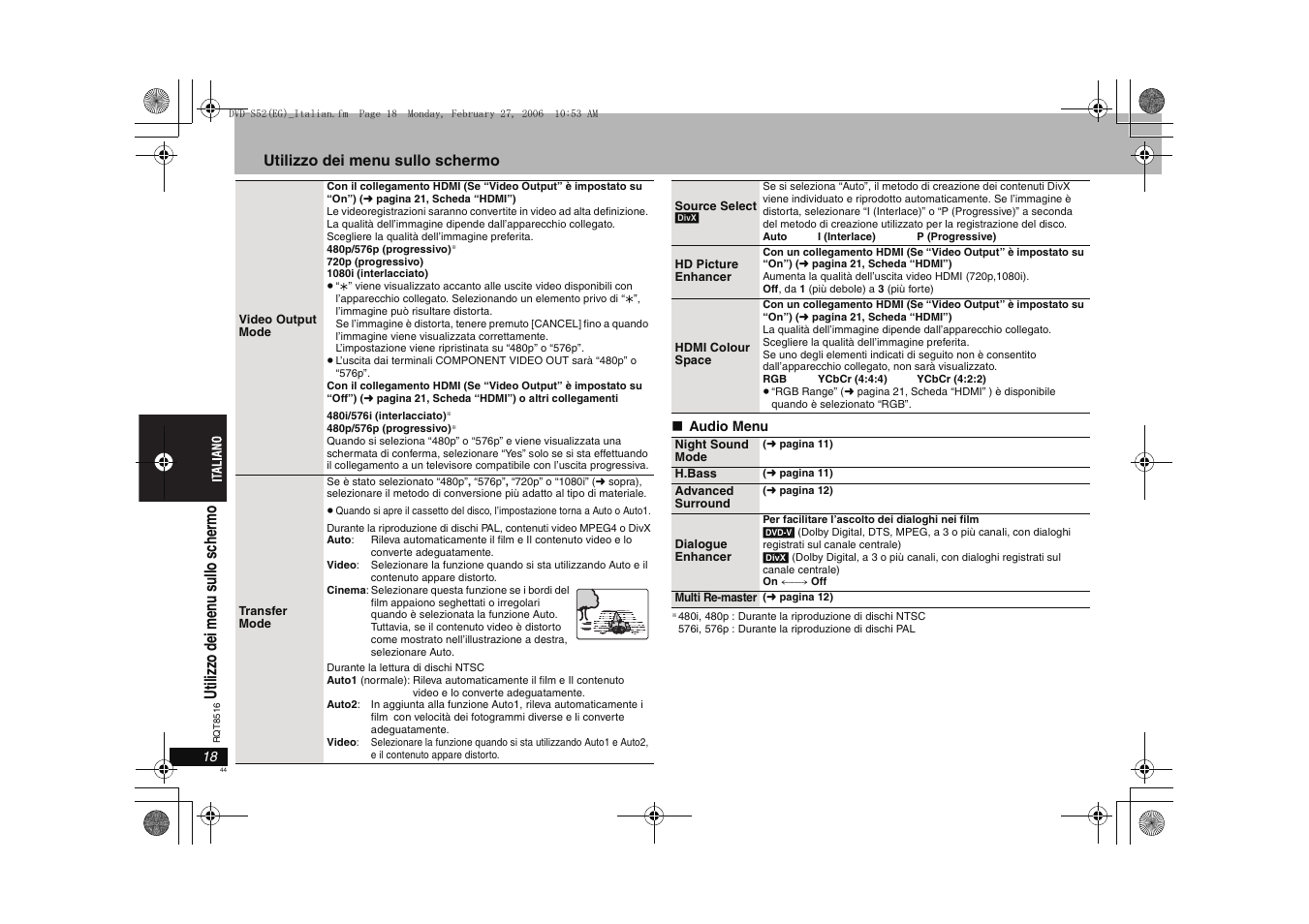 Utiliz zo d ei m en u s ullo s ch er m o | Panasonic DVDS52 User Manual | Page 44 / 80