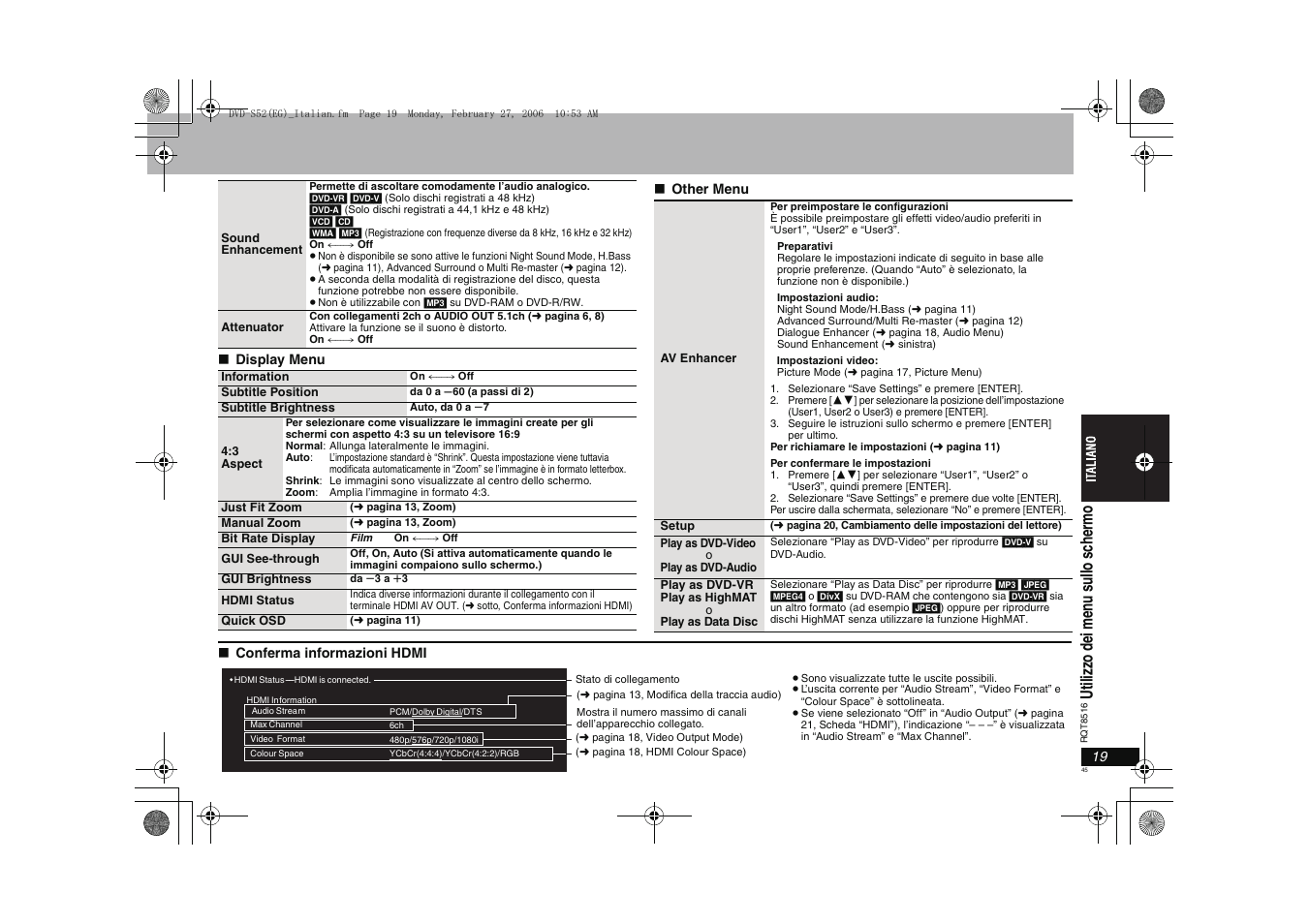 Utiliz zo d ei m en u s ullo s ch er m o | Panasonic DVDS52 User Manual | Page 45 / 80