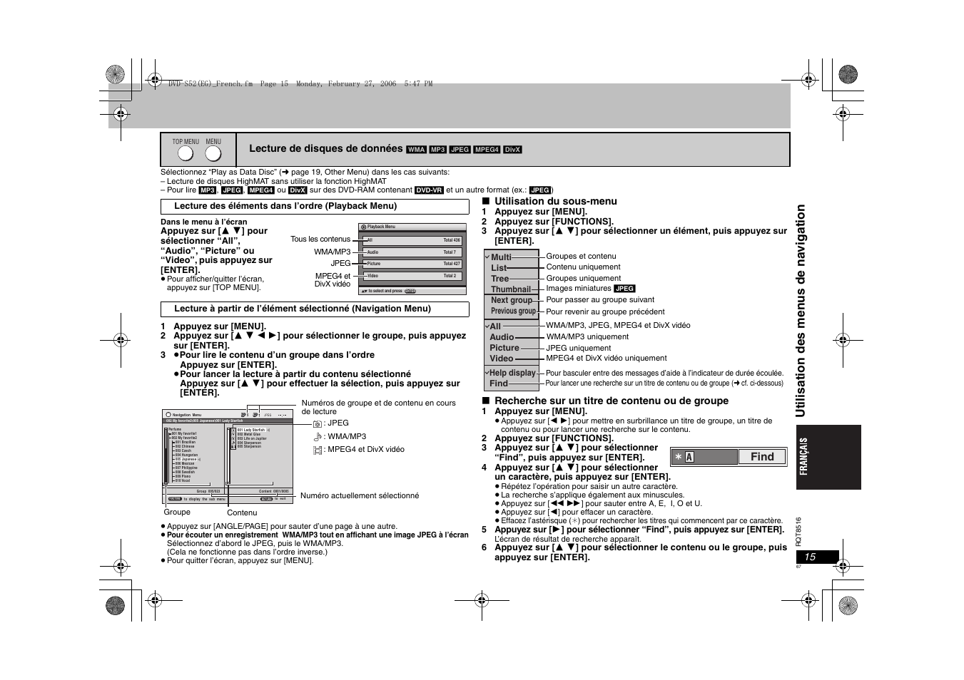 Find | Panasonic DVDS52 User Manual | Page 67 / 80