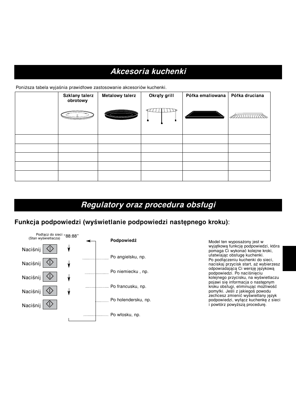 Regulatory oraz procedura obsługi, Akcesoria kuchenki, Pl-7 | Panasonic NNA813 User Manual | Page 113 / 128