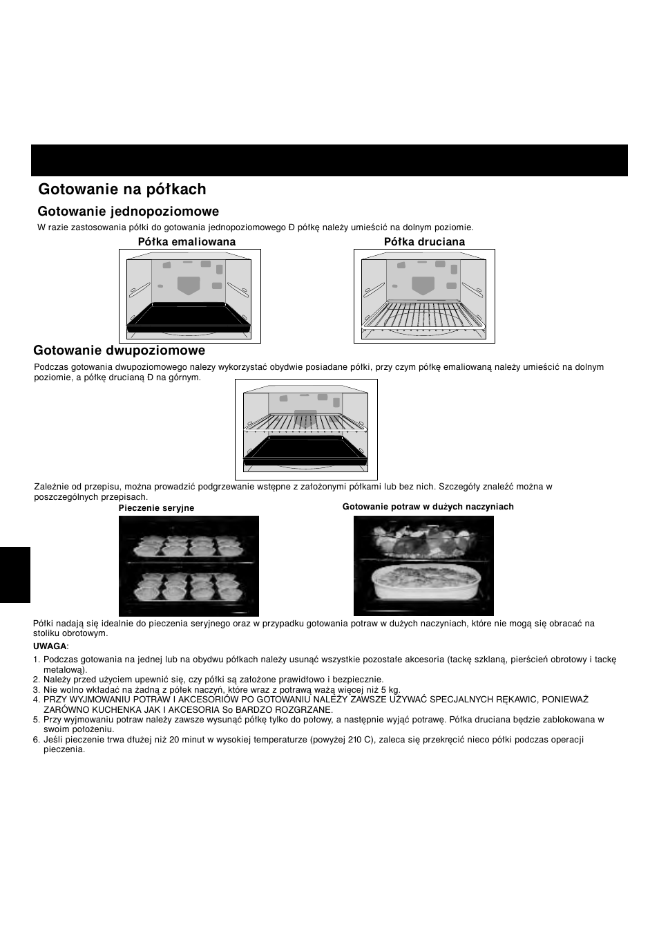Gotowanie konwekcyjne/gril konwekcyjne, Gotowanie na półkach, Pl-12 | Gotowanie dwupoziomowe, Gotowanie jednopoziomowe | Panasonic NNA813 User Manual | Page 118 / 128
