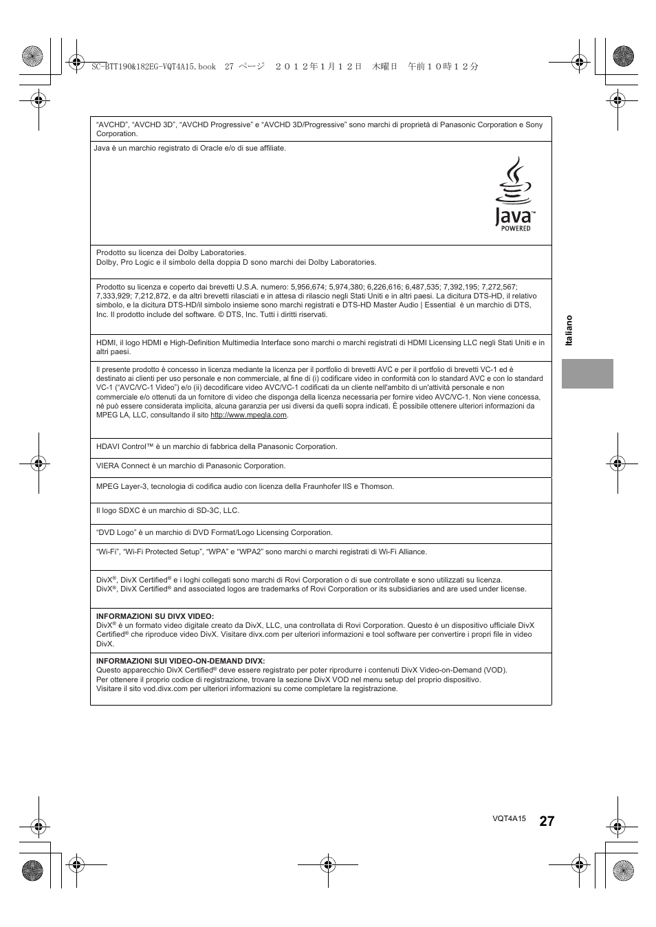Panasonic SCBTT182EG User Manual | Page 27 / 100