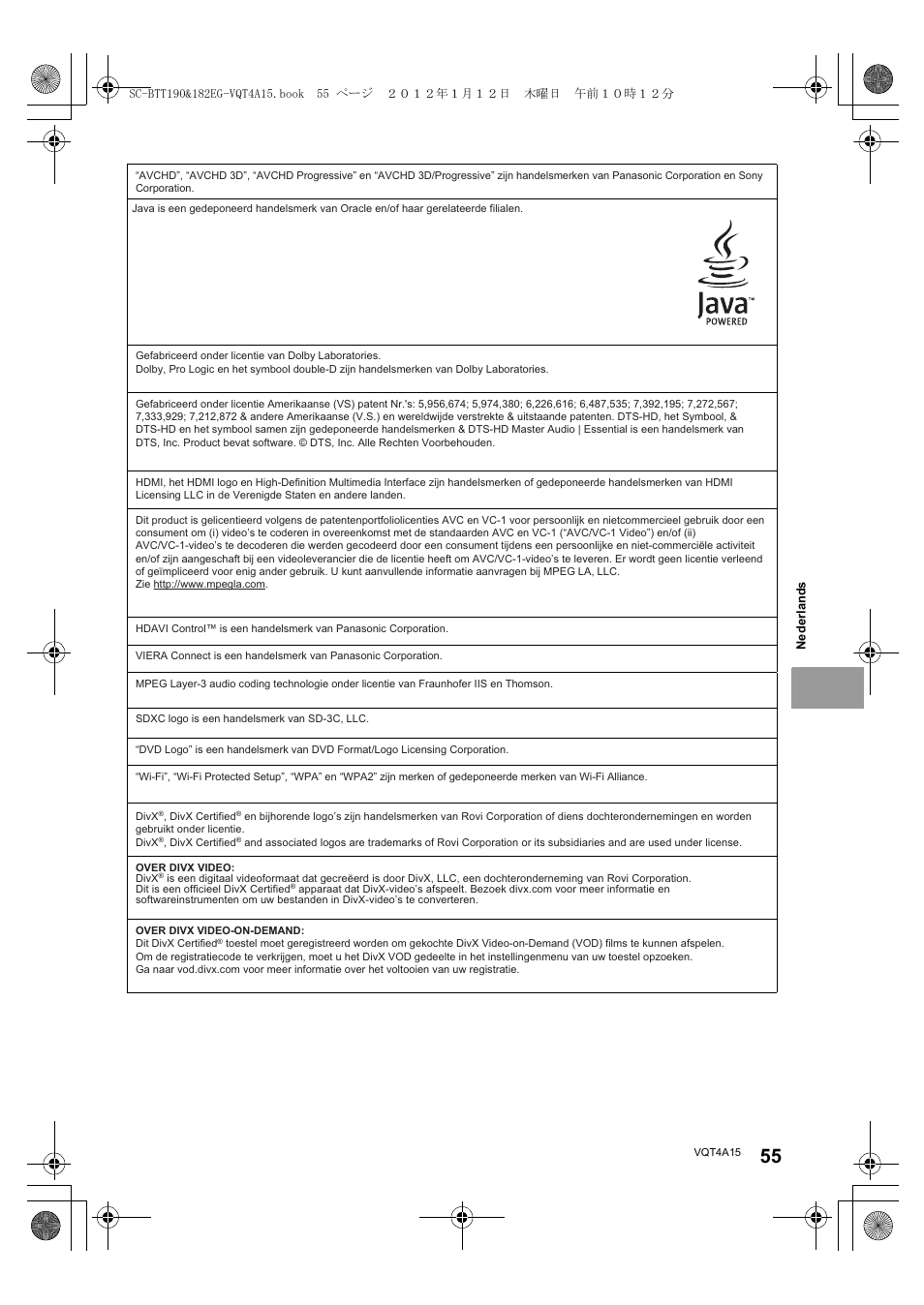 Panasonic SCBTT182EG User Manual | Page 55 / 100