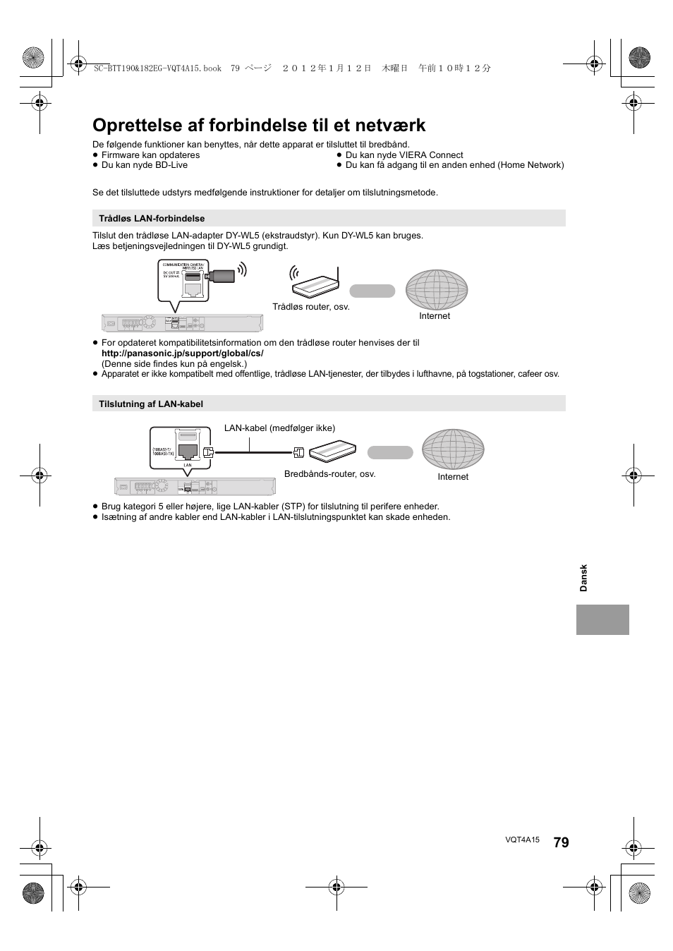 Oprettelse af forbindelse til et netværk | Panasonic SCBTT182EG User Manual | Page 79 / 100