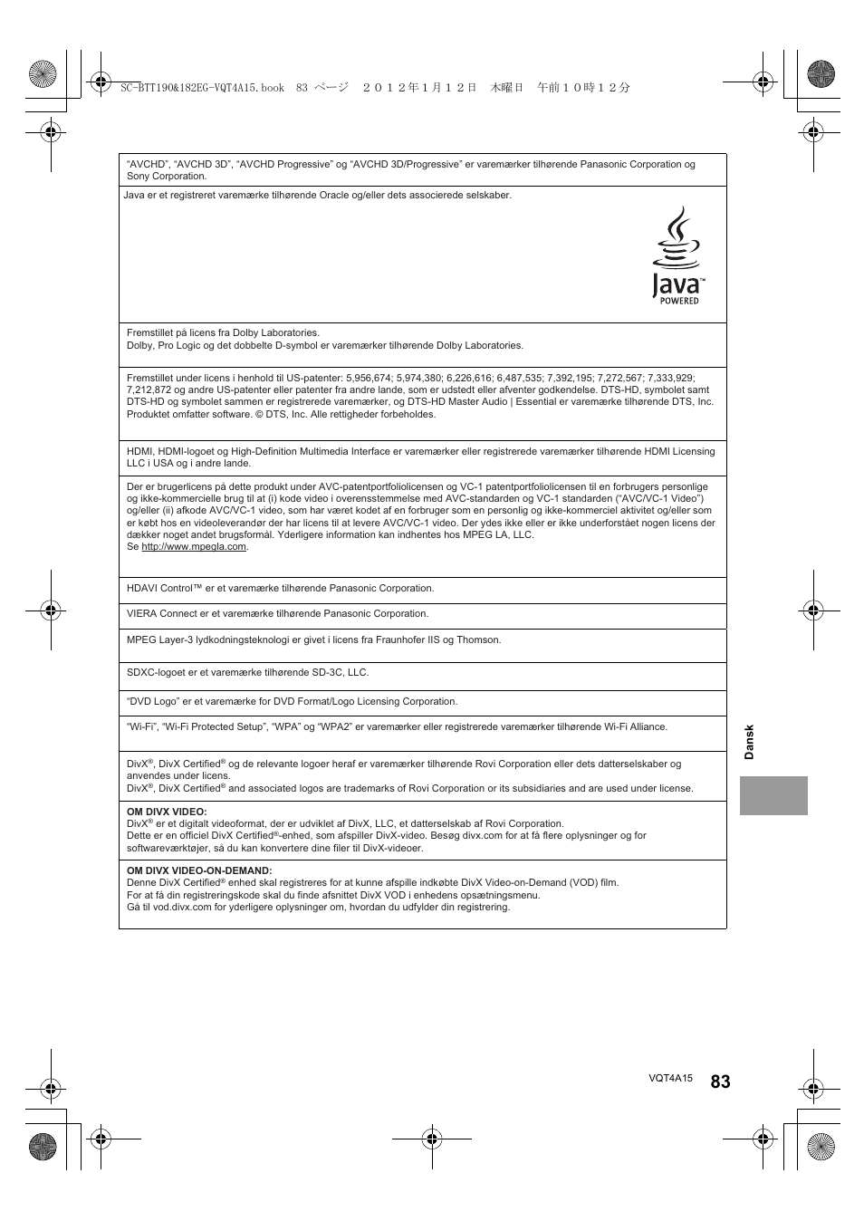 Panasonic SCBTT182EG User Manual | Page 83 / 100
