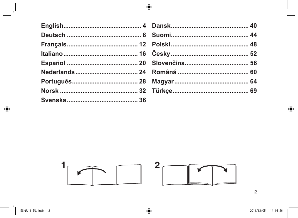 Panasonic ESWU11 User Manual | Page 2 / 74