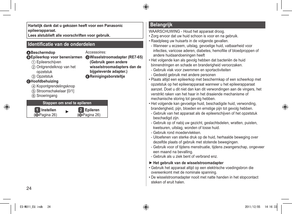 Panasonic ESWU11 User Manual | Page 24 / 74